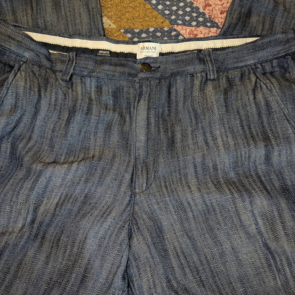 Giorgio Armani Men's Navy Striped Casual Dress Pants - Picture 6 of 14